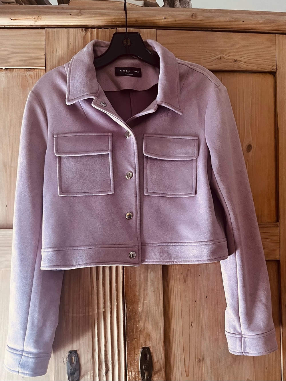 Pink Faux Suede Crop Jacket